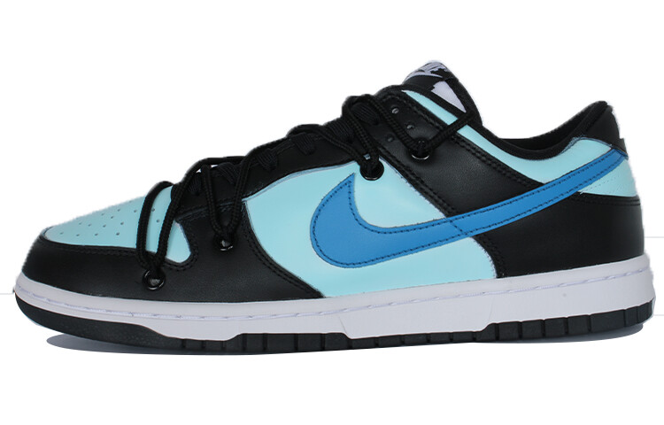

Кастомизированные кроссовки Nike Dunk Skateboard Men Low-Top, черный/белый/голубой