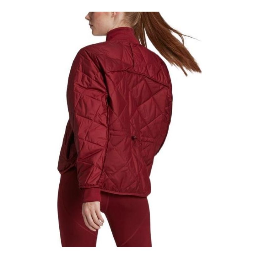 (WMNS) Легкая стеганая куртка Adidas Karlie Kloss, цвет бордовый — фото 2