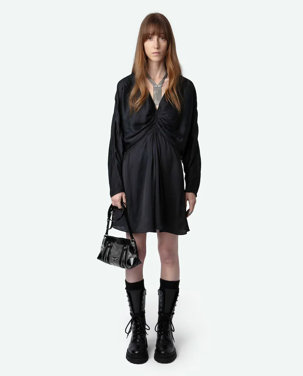 

Атласное платье с длинными рукавами Zadig & Voltaire, черный