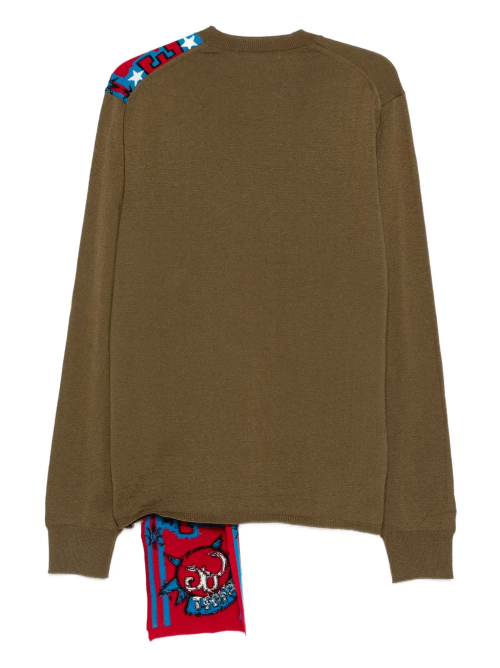 Свитер со звездами и слоганом Comme Des Garcons, зеленый — фото 2