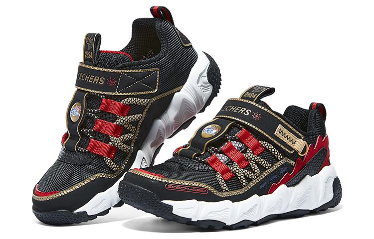 Низкие детские беговые кроссовки Black Red Skechers — фото 4