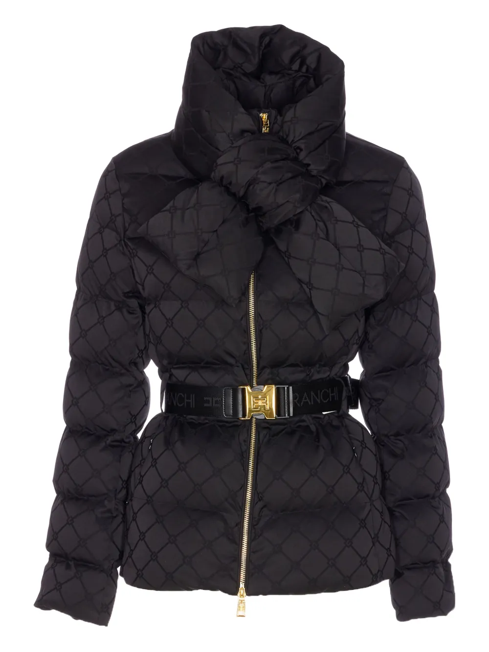 

Стеганая куртка с поясом Elisabetta Franchi, черный