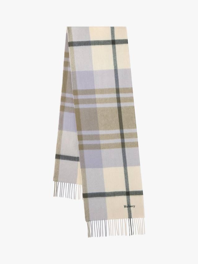 

Шарф из мериносовой шерсти с мелкой клеткой Mulberry, Eggshell/Olive