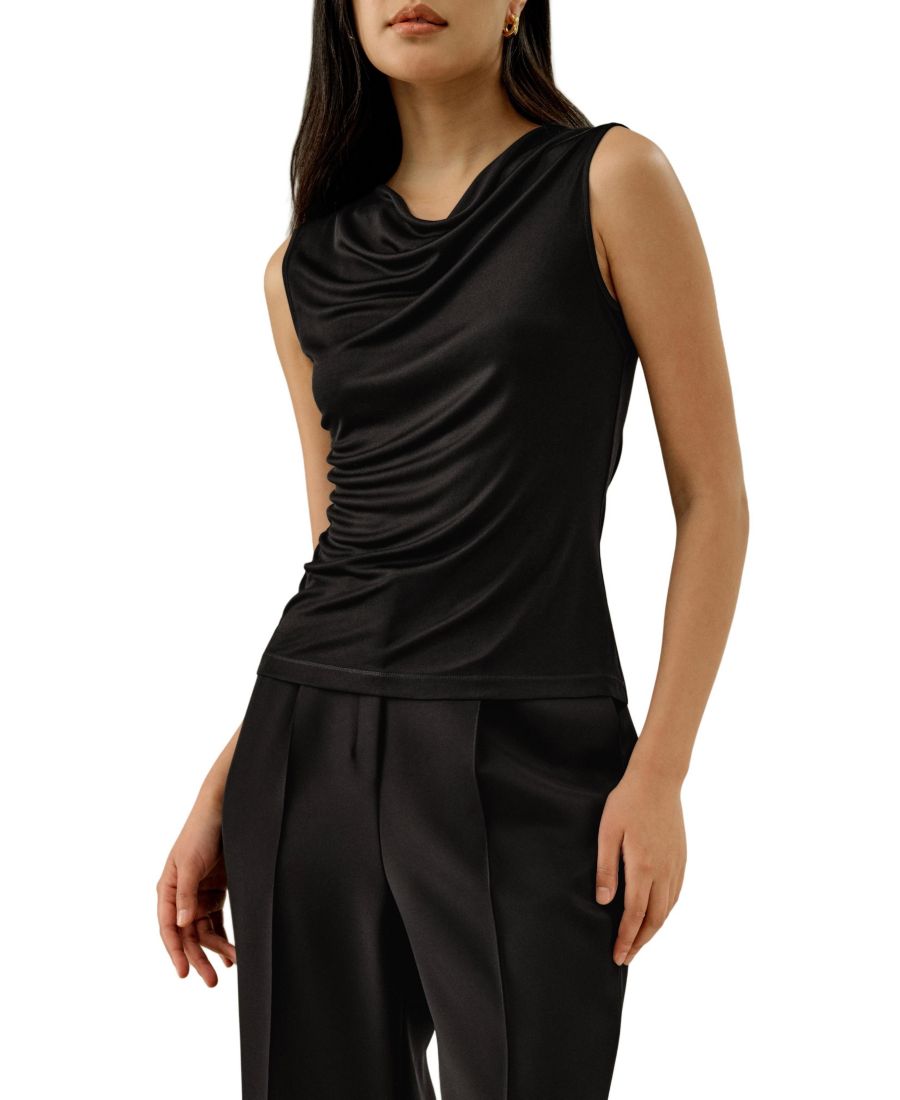 

Женская шелковая трикотажная блузка без рукавов с воротником-хомутом LILYSILK, Black