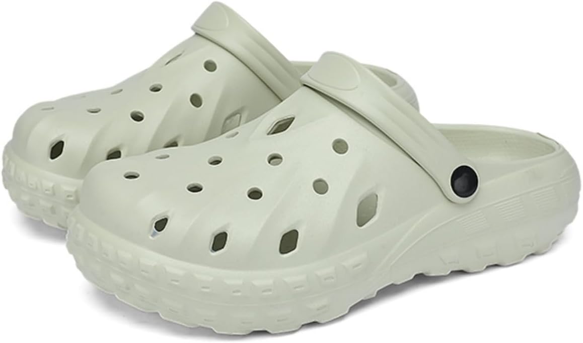 

QICAVZW Мужские и женские садовые кломпы с поддержкой свода стопы, унисекс, удобные мюли-сандалии, нескользящая обувь, легкие, дышащие, пляжные шлепанцы без застежки, зеленый
