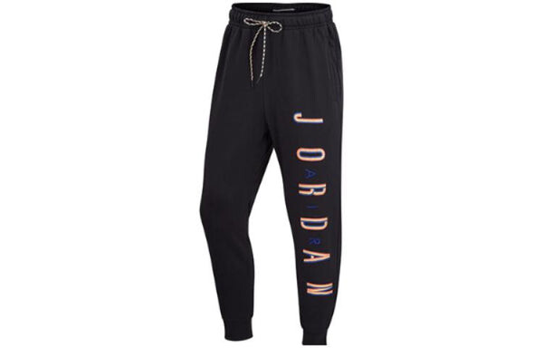 Спортивные штаны Men's Air Jordan Logo Printing Fleece Lined Stay Warm Drawstring Bundle Feet Sports Pants/Trousers/Joggers Black, черный — фото 2