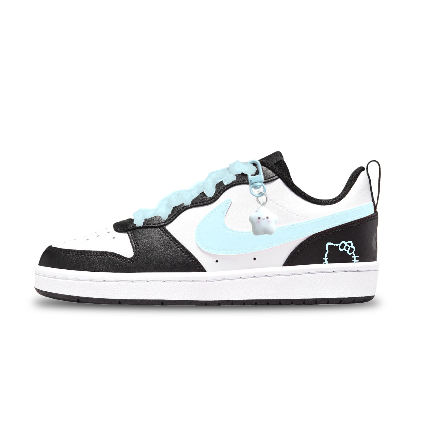 

Nike Court borough low 2 low top детские скейтбординг кроссовки white/black/light blue unisex