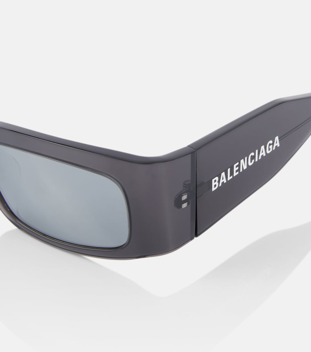 Солнцезащитные очки с логотипом прямоугольной формы Balenciaga, Grey-Grey-Silver — фото 2