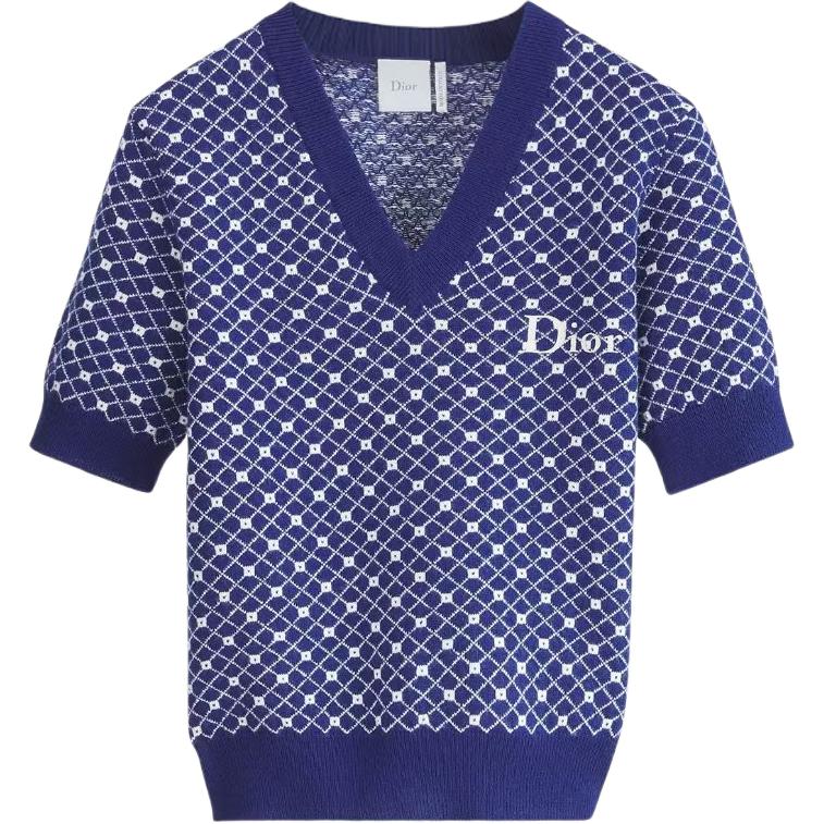 DIOR Свитер женский Marine Blue V-образный вырез Moderate Others