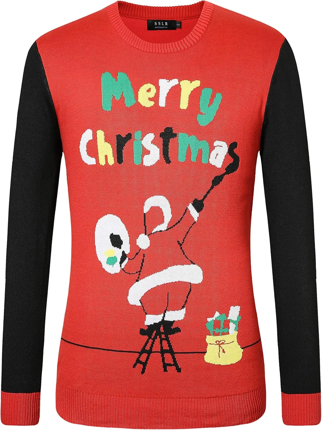 

SSLR Мужской Ugly Christmas Sweater, вязаный свитер с ребристой вязкой