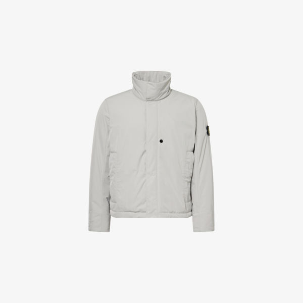 

Стеганая куртка Stone Island из твила с логотипом-нашивкой, серый