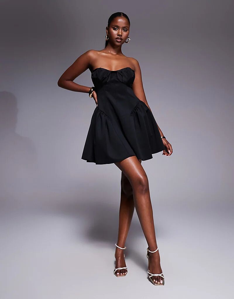 

Платье-бандо мини-кроя ASOS DESIGN с контрастными чашечками черного цвета