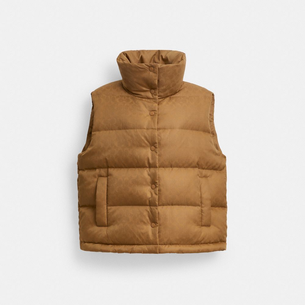 

Жилет Coach Signature Jacquard Puffer Vest In Recycled Polyamide, цвет Chai