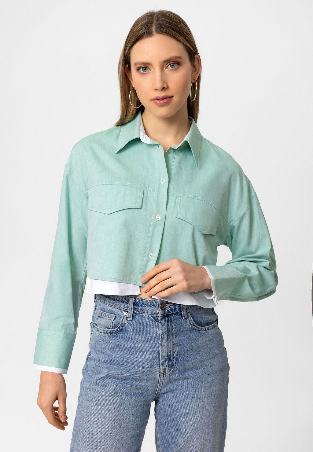 

Рубашка OVERSIZE CROP SHIRT Felix Hardy, светло-зеленый