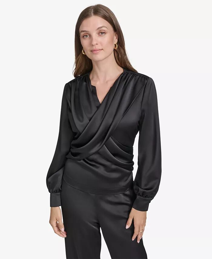 

Женский атласный топ с драпировкой Halston, черный