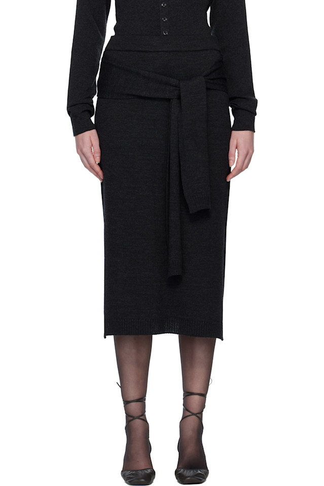 

Lemaire Серая юбка миди с эффектом обманчивой перспективы