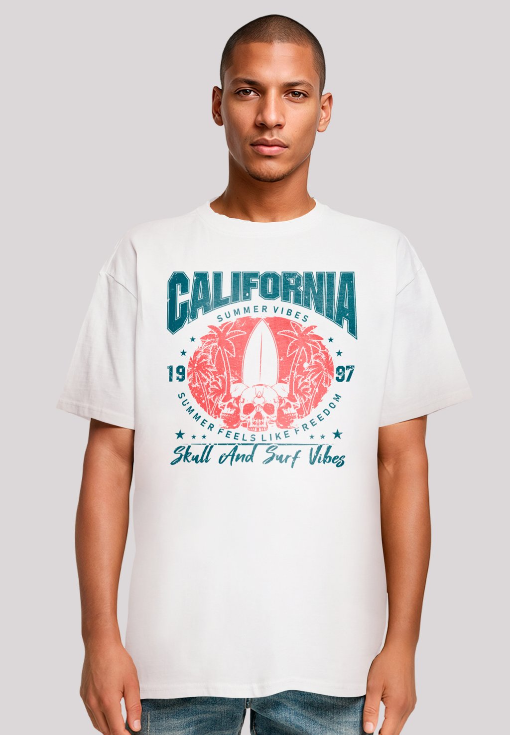 

Футболка с принтом CALIFORNIA SKULL SUMMER VIBES F4NT4STIC, белый