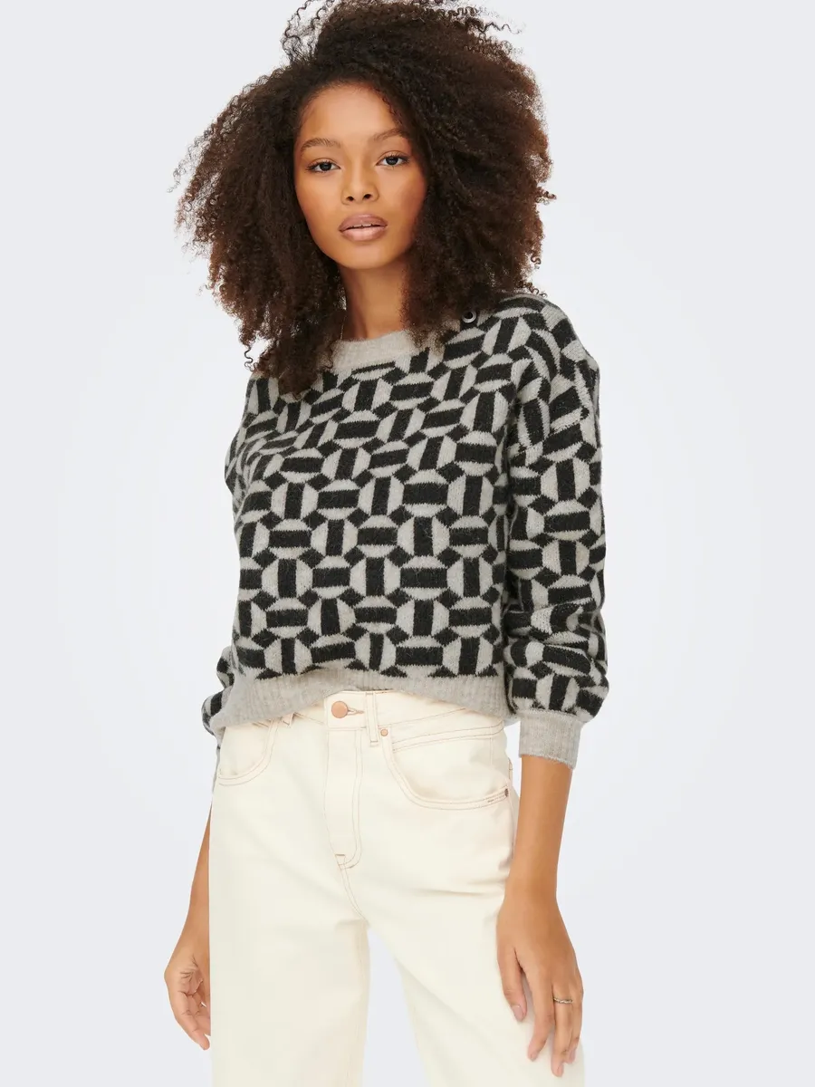 

Only свитер с круглым вырезом "ONLGEO LIFE L/S PULLOVER KNT", черный