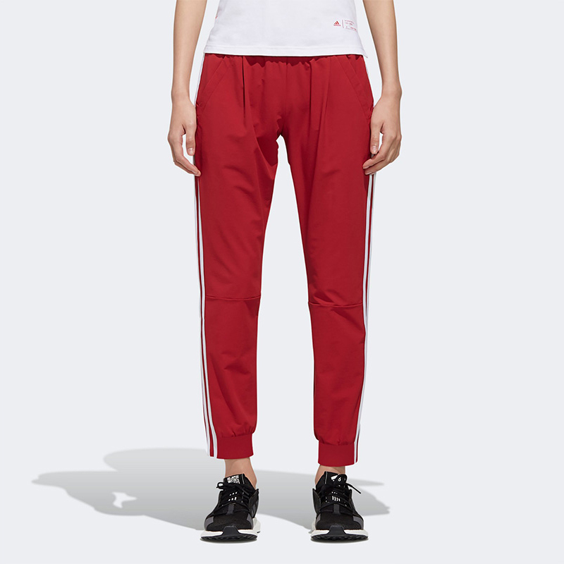 Вязаные спортивные штаны женские каштаново-красные/бордовый кампус Adidas — фото 4