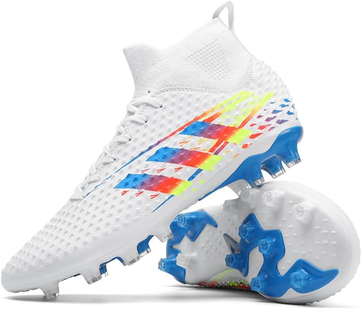 

Мужские футбольные бутсы с высокой пяткой, дышащие, противоскользящие, для тренировок на уличном газоне, с шипованной подошвой, профессиональные спортивные кроссовки Zixcplaz, белый