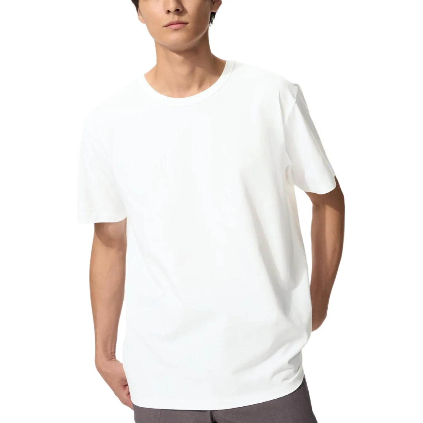 UNIQLO Футболка AIRism мужская белая с круглым вырезом