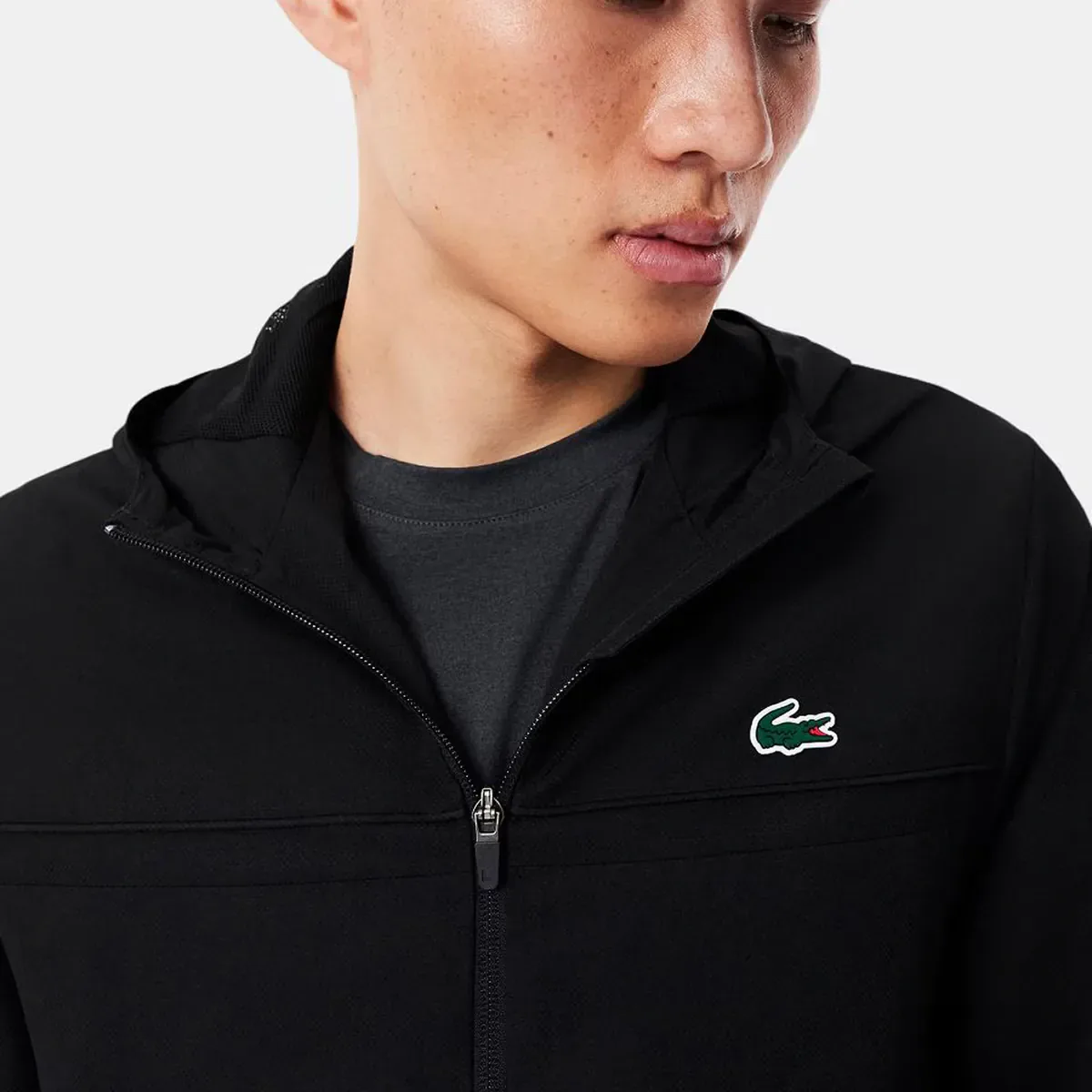 Мужская спортивная теннисная куртка Lacoste, черный — фото 2