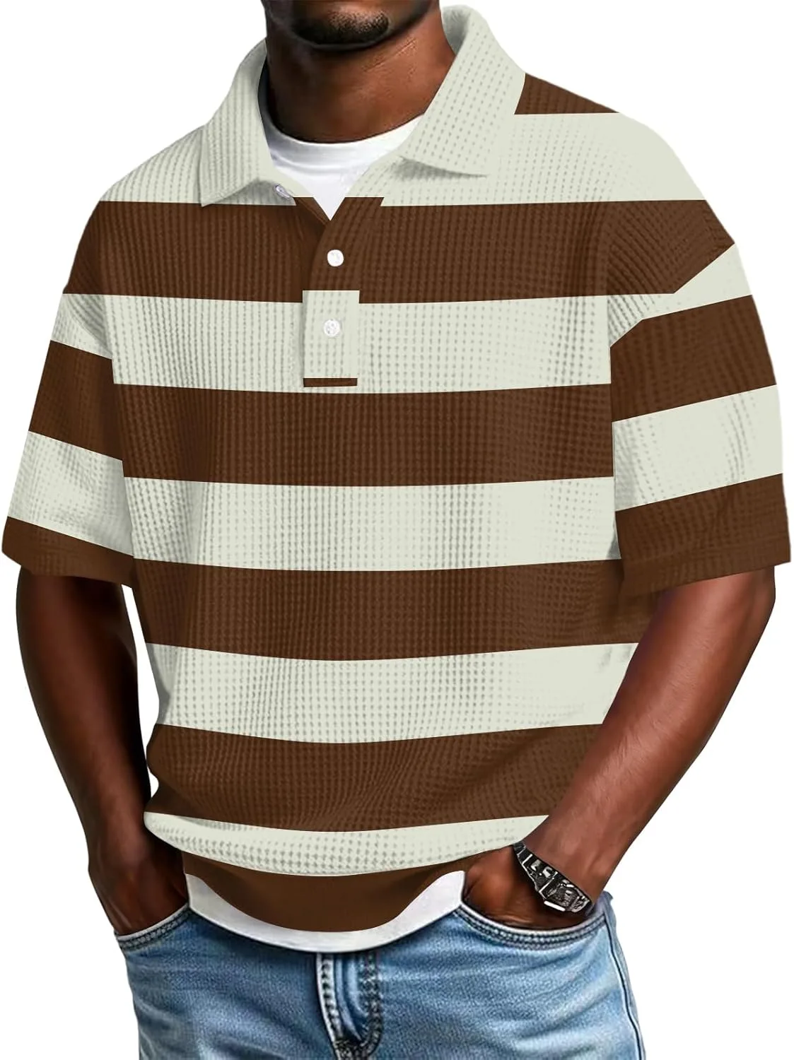 

Поло с полосками и широким воротником lopmou