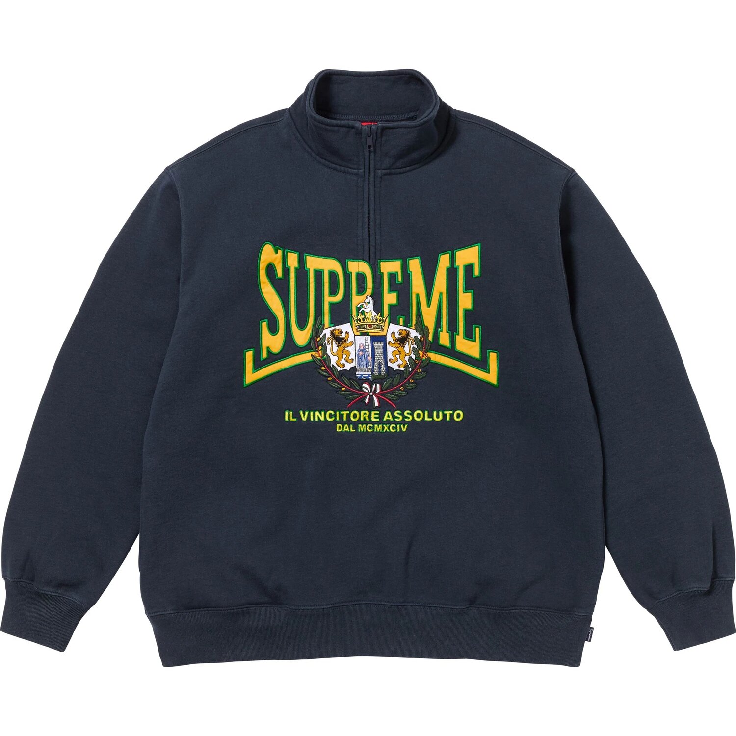 Свитшот с аппликацией Crest полузастёжкой Supreme, серый — фото 2