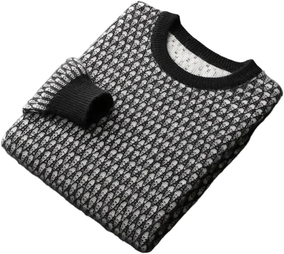 

Мужской свитер 100% кашемир с круглым вырезом, утолщенная фактурная вязка, свободный теплый топ для осени и зимы