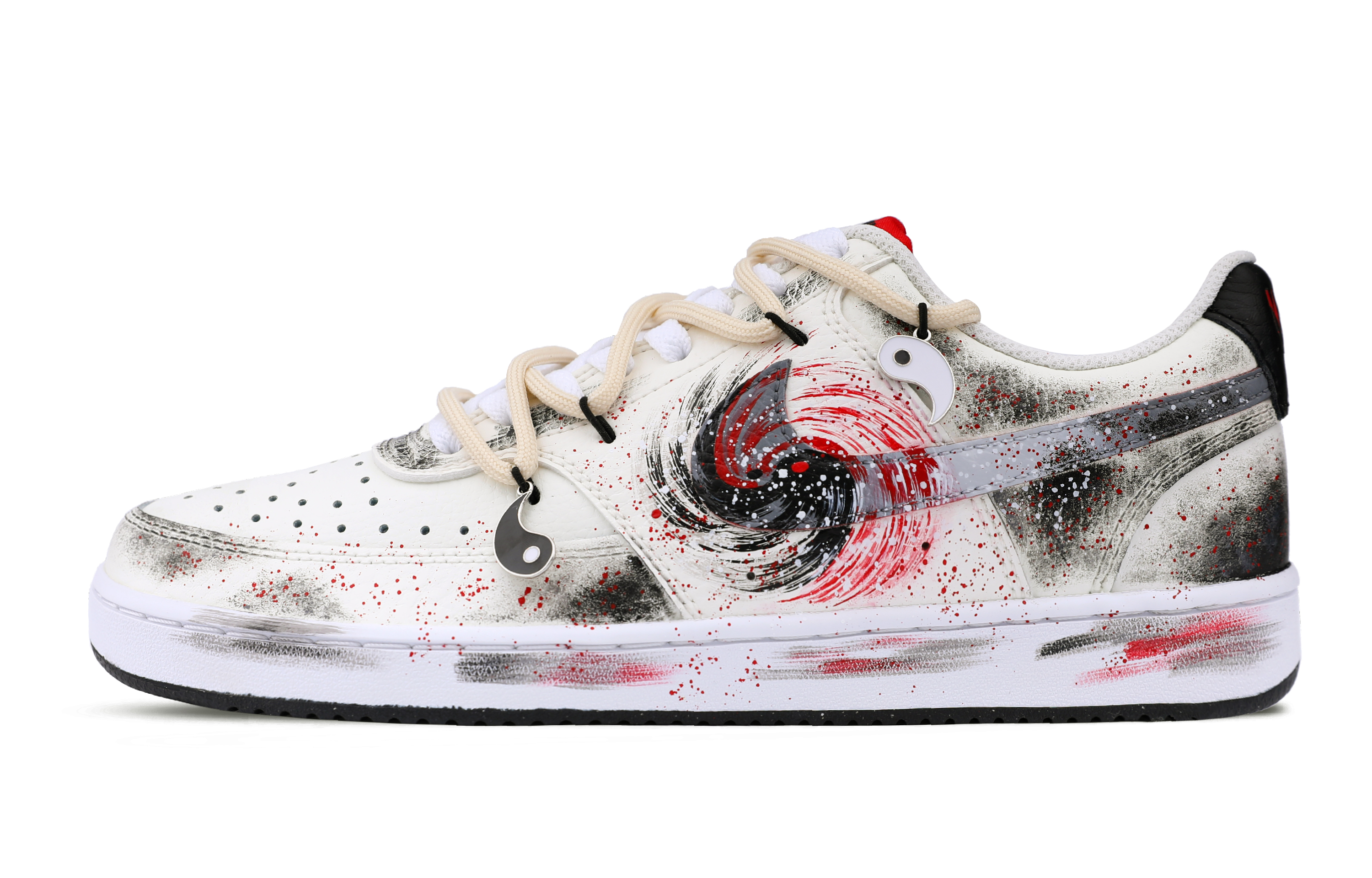 

Nike Кроссовки для скейтбординга Court Vision 1 Low, износостойкие, бежевые, черные, красные