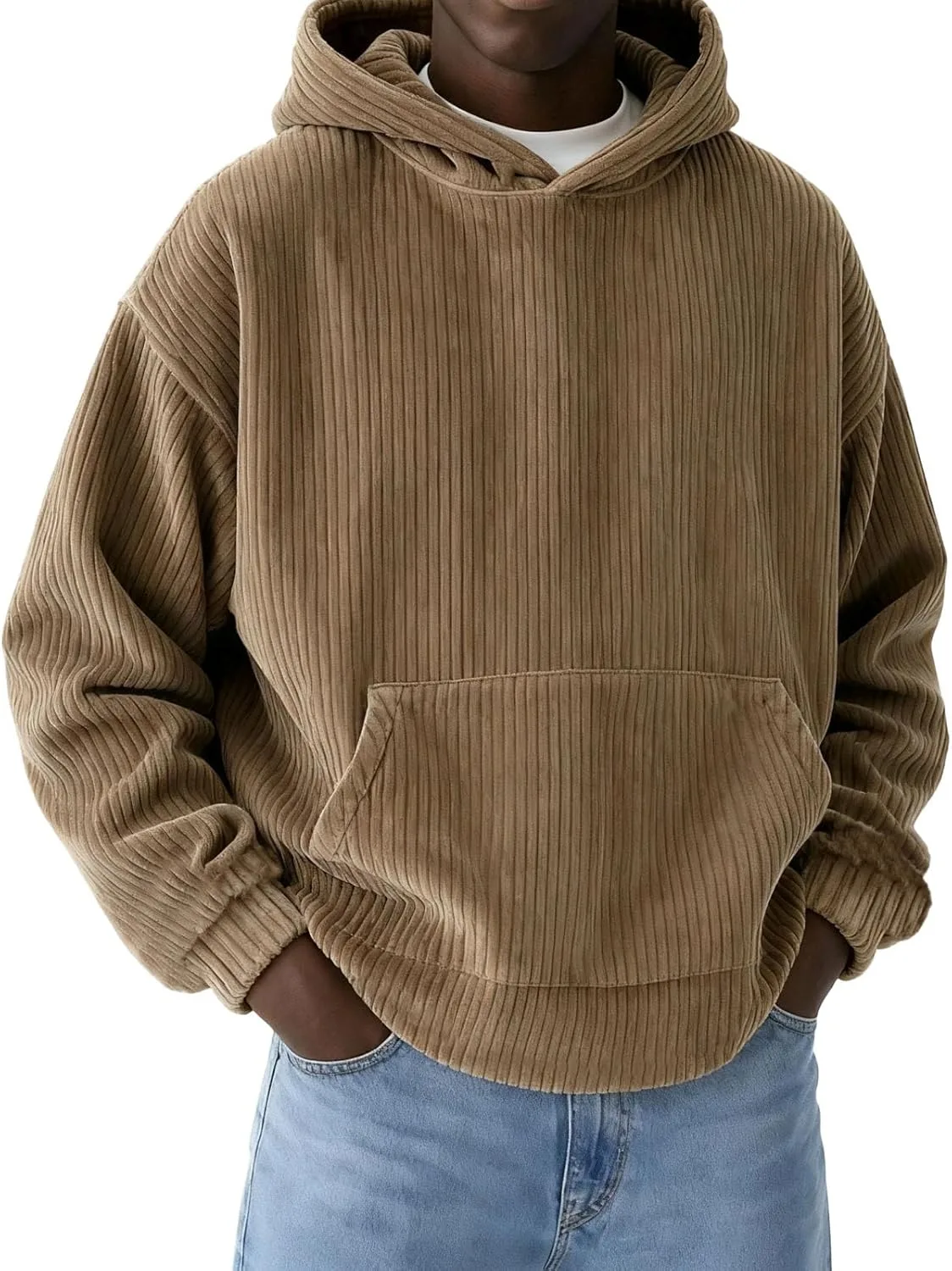 Толстовка с капюшоном мужская oversized из вельвета