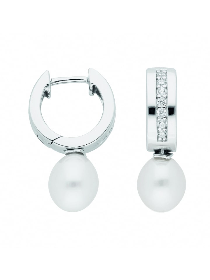 

Adeliás Женские серьги-кольца из серебра 925 пробы с цирконием, диаметр 13,8 мм