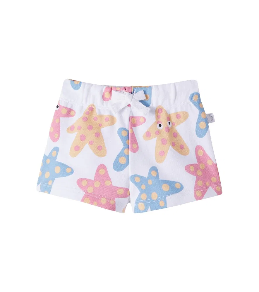 Детские хлопковые шорты с принтом Stella McCartney Kids, белый