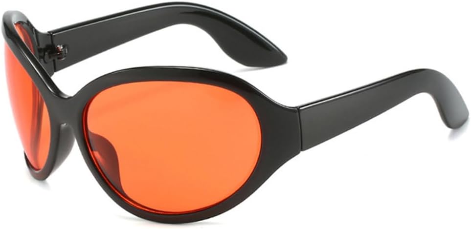 

LVTFCO Винтажные большие солнцезащитные очки «кошачий глаз» для женщин в стиле панк, спортивные, модные, овальные, с защитой от УФ-излучения UV400, мужские солнцезащитные очки, Black Red