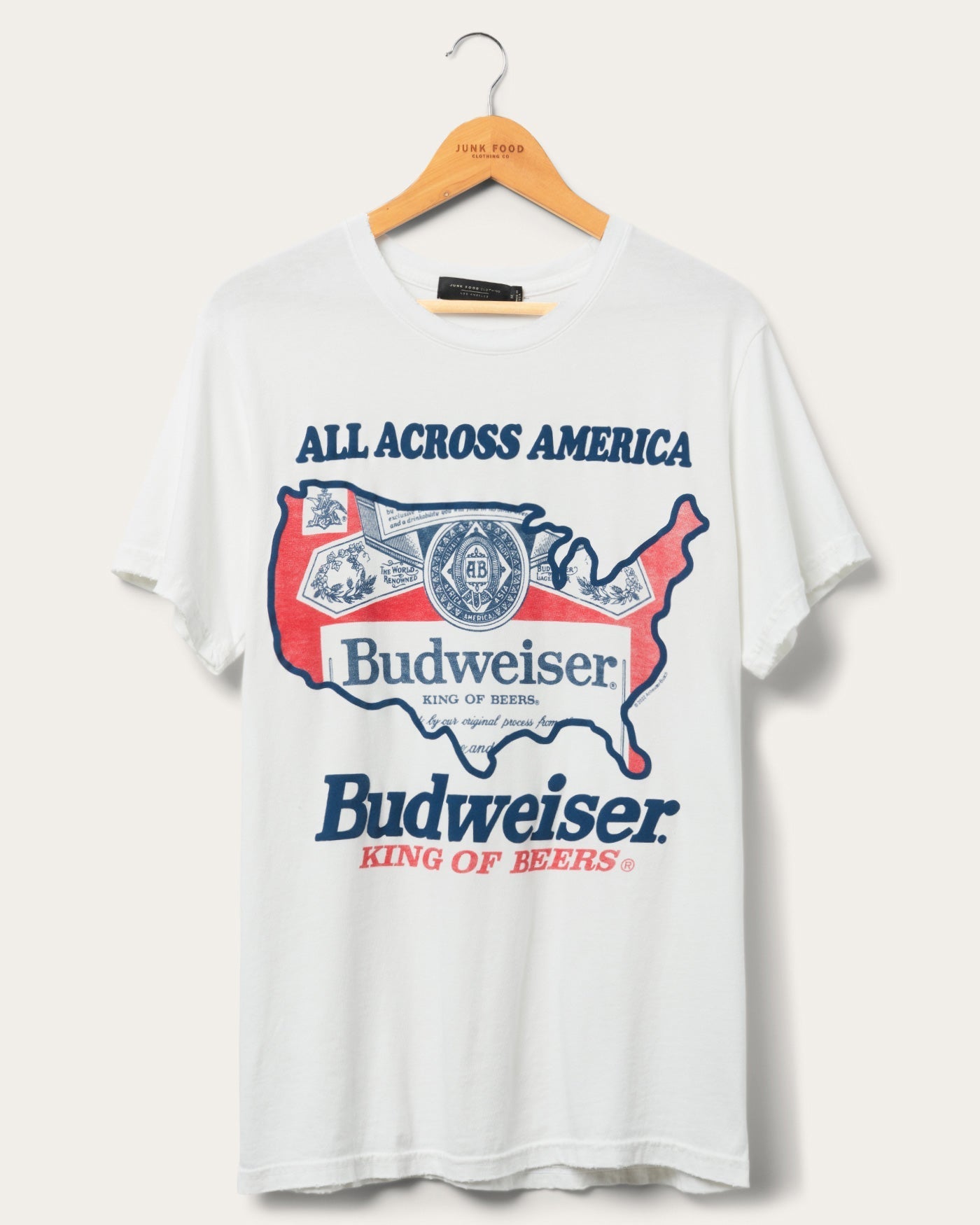 

Винтажная футболка с логотипом флага Budweiser Junk Food Clothing, белый