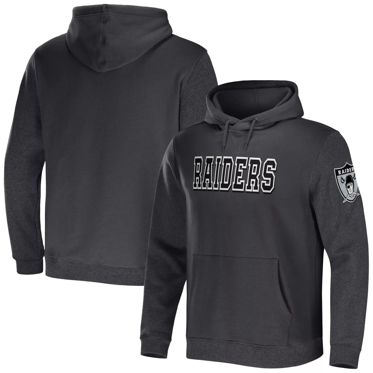 Мужская коллекция NFL x Darius Rucker от Fanatics темно-серого/серого цвета Las Vegas Raiders пуловер с капюшоном и цветными блоками — фото 4
