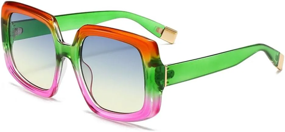 

Квадратные солнцезащитные очки для женщин, градиентная оправа, мужские дорожные очки, мужские и женские очки с защитой от УФ-излучения UV400 MTZJH, Green