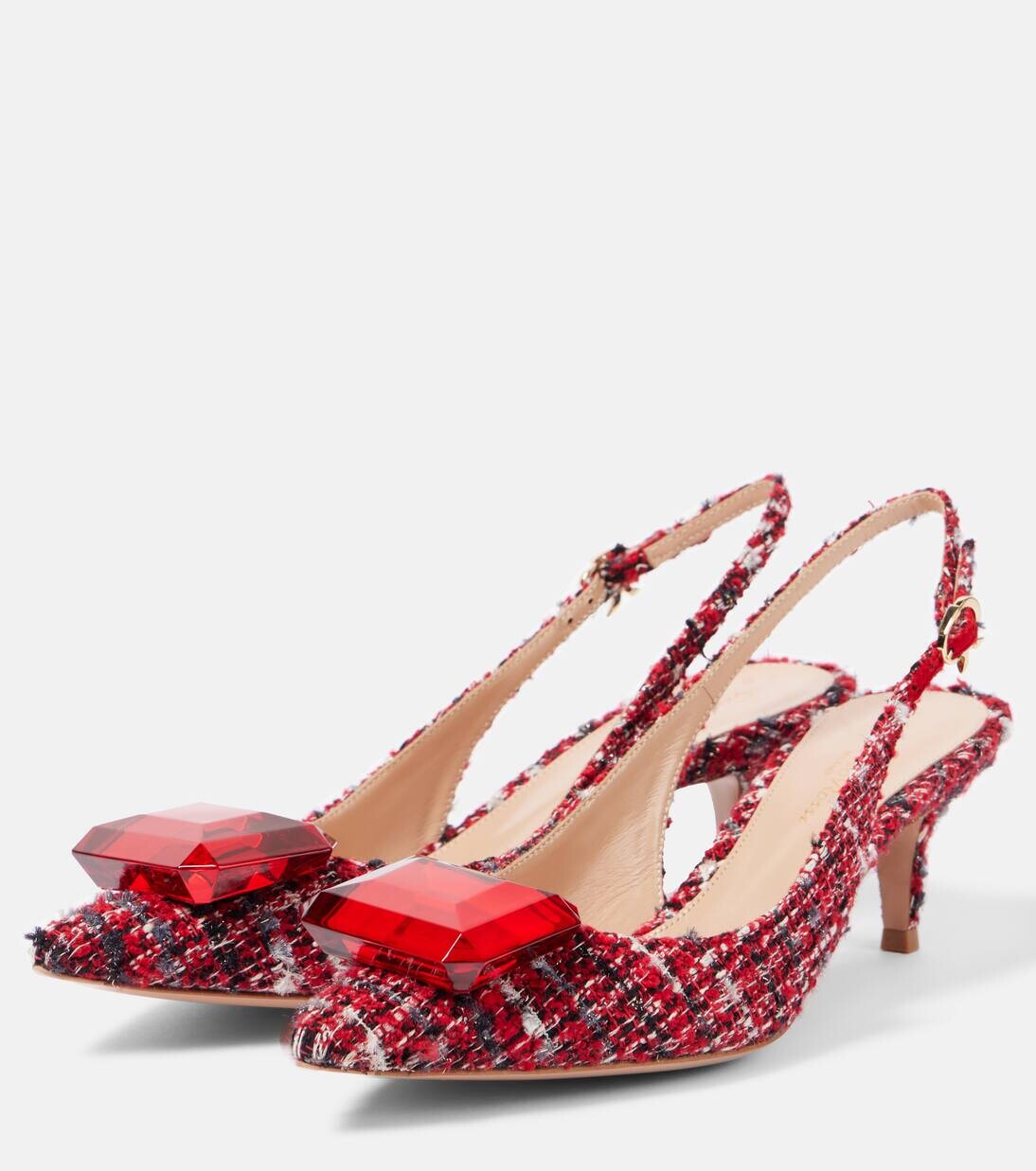 Туфли-лодочки Jaipur с пяткой на пятке букле Gianvito Rossi, цвет tabasco red — фото 4