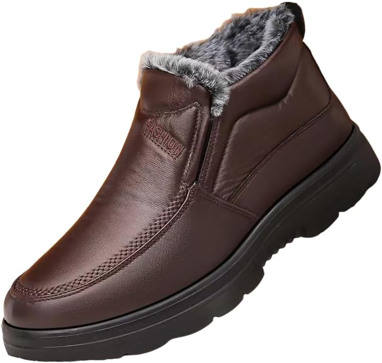 

Мужские повседневные ботинки больших размеров, однотонные, до щиколотки, износостойкие, с нескользящей подошвой, на молнии или слипоны, с пушистой подкладкой для прогулок на улице, осень и зима Hhhchpm, коричневый