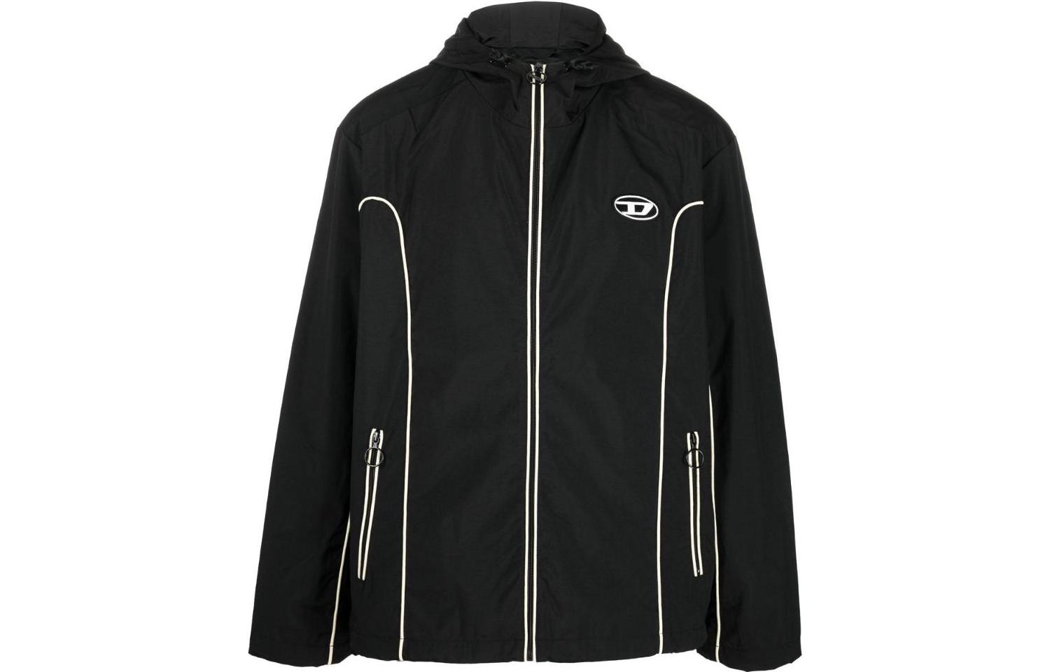 

DIESEL Куртка с капюшоном и аппликацией логотипа, Black