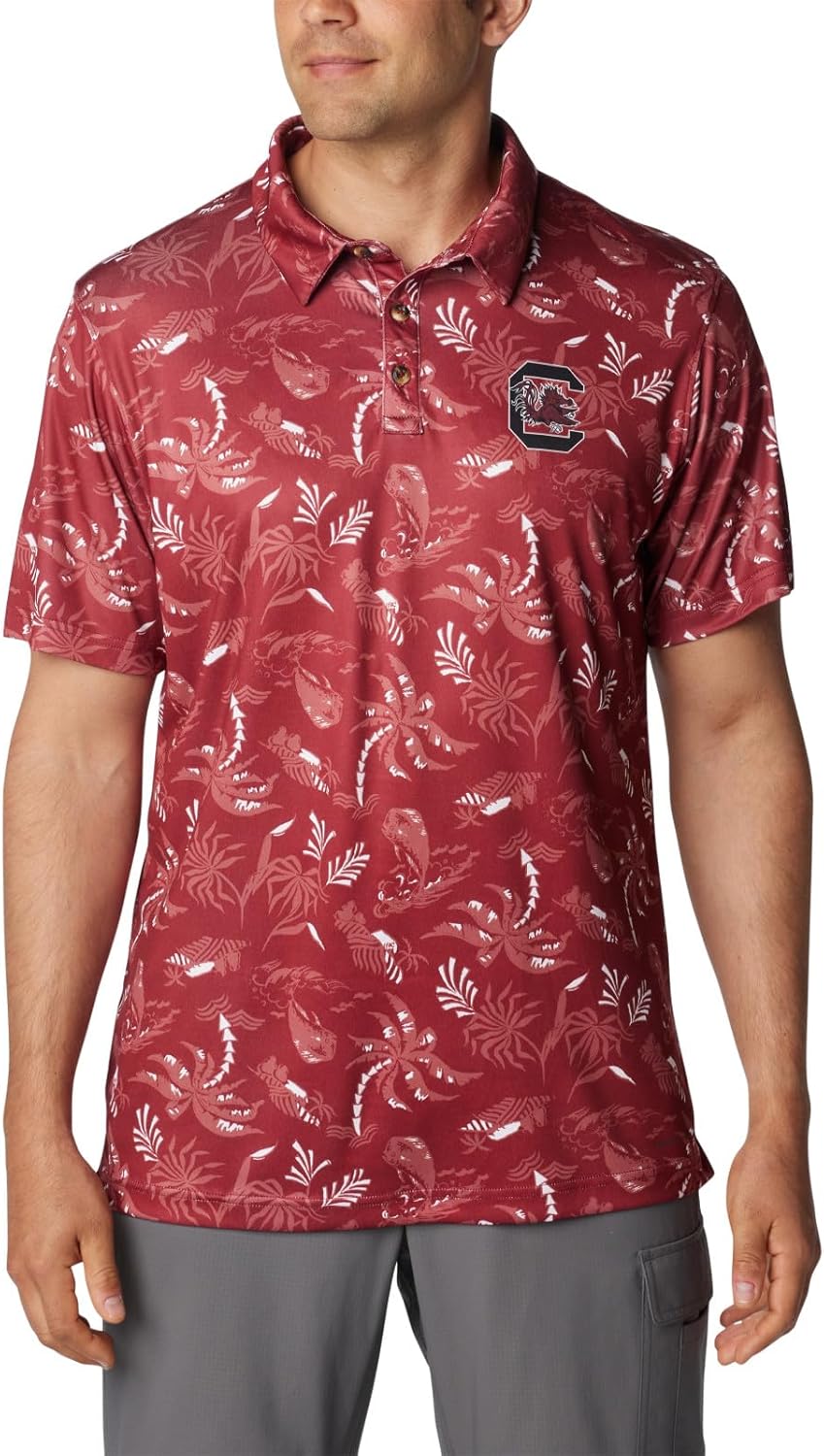 

Мужская поло Collegiate Super Terminal Tackle, Columbia, Sc - Beet Dorado Isle Print