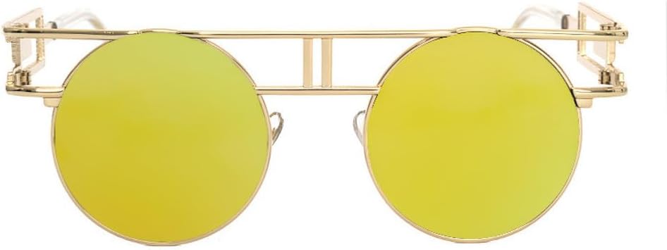 

Круглые солнцезащитные очки из сплава для женщин и мужчин, модные, в крупной оправе, зеркальные, женские, в стиле стимпанк, с защитой от УФ-излучения UV400 TKKTLLT, C4gold Mirror