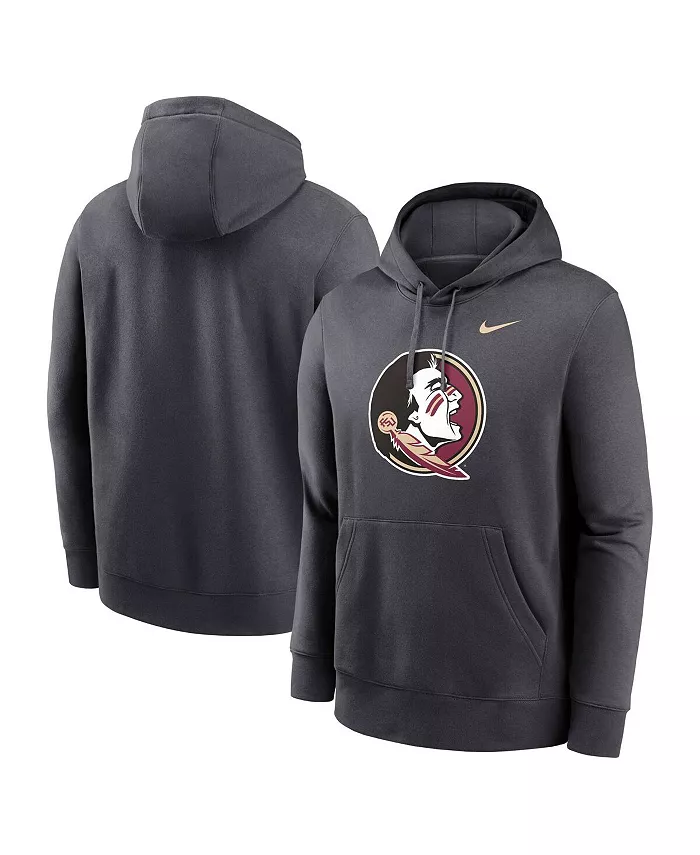 

Мужская толстовка с капюшоном Florida State Seminoles Primetime Club Fleece цвета антрацит Nike