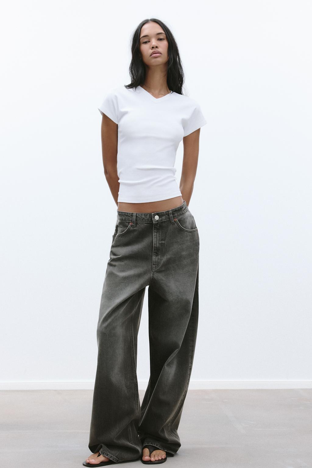 

Свободные джинсы оверсайз со средней талией ZARA, цвет Taupe grey