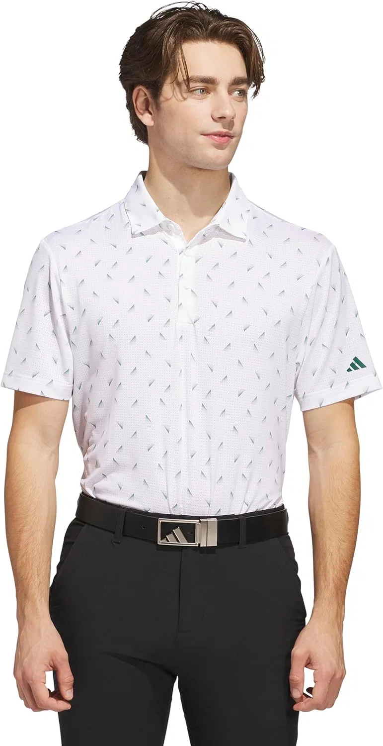 Футболка-поло Adidas Men's Ultimate365 Printed Mesh, белый/зеленый — фото 2