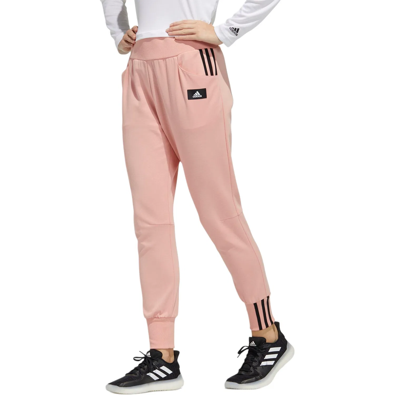 Спортивные штаны женские Pink/Black Adidas, Pink/Black Color — фото 2