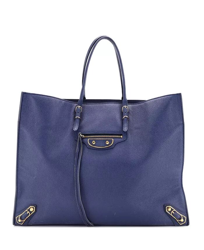 

Средняя классическая сумка-кнопка формата А4 из кожи Pre-Owned Balenciaga, синий