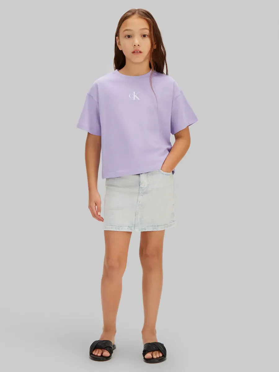 Детская свободная футболка с логотипом Calvin Klein, фиолетовый — фото 2
