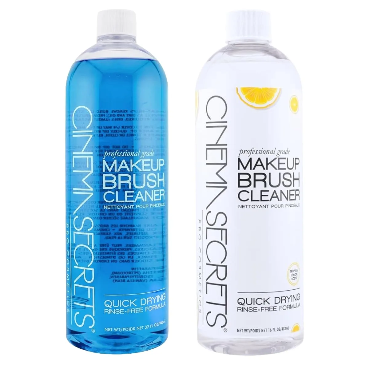 Cinema Secrets Makeup Brush Cleaner 32oz набор в ароматах Vanilla и Lemon - профессиональное средство для очистки кистей, быстросохнущее, без смывания, удаляет водостойкий макияж (2 продукта)
