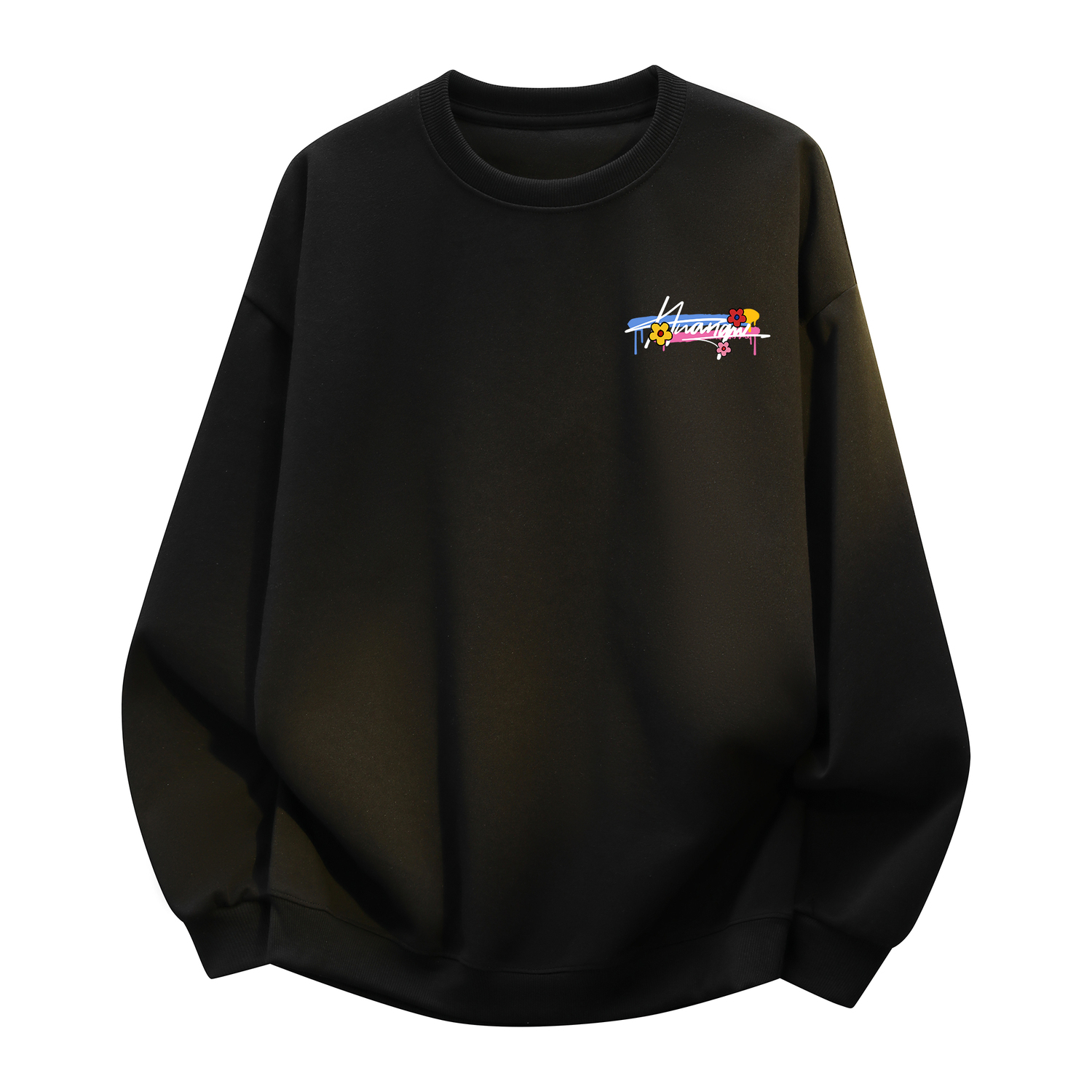 

Свитшот с круглым вырезом Unisex HUANQIU, черный (fleece-lined)